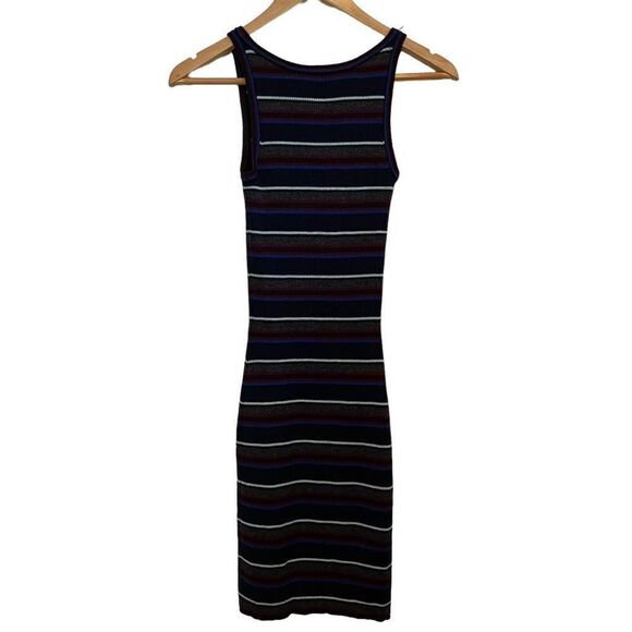 T by Alexander Wang Size XS Dress Striped Bodycon Ribbed Sleeveless Midi - Picture 1 of 6